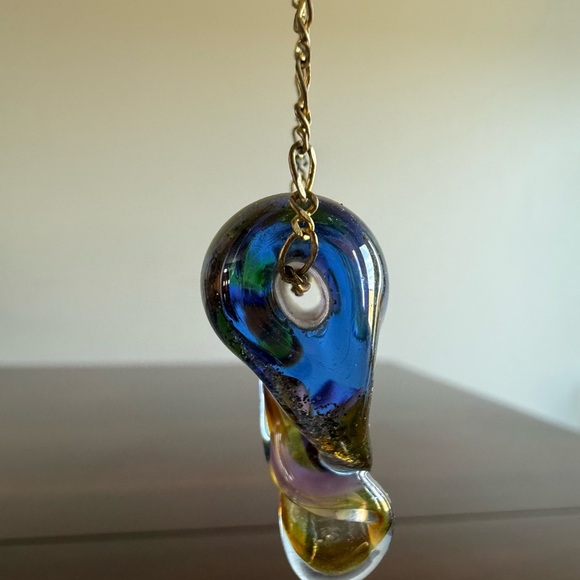 Vibrant Multicolor Heart Glass Pendant Necklace Handmade - Picture 3 of 9